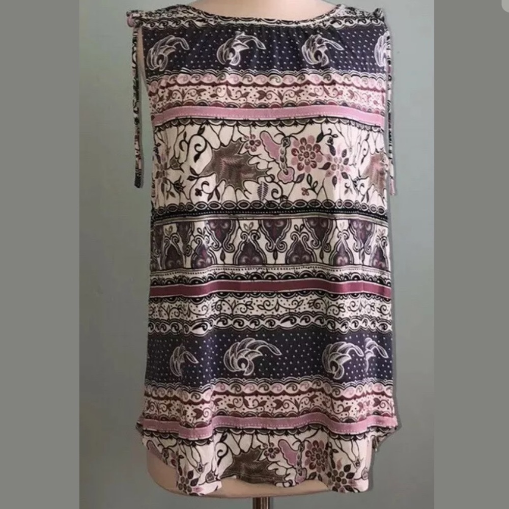 Ann Taylor Sleeveless Blouse Top NWT Print Blue